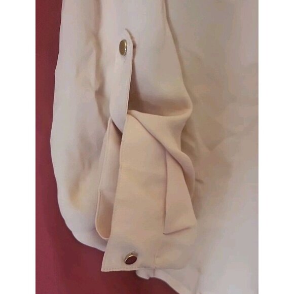 Womens Blouse Sheer Long Sleeve Pullover Beige Size Medium Dynamite - Picture 5 of 11